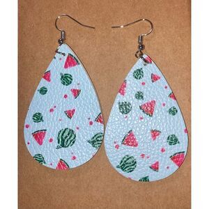 ☀️3/$12☀️ Faux Leather Watermelon Printed Dangle Earrings